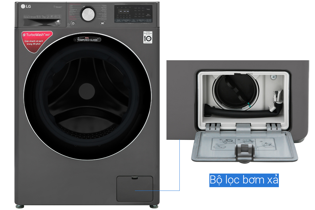 Máy giặt sấy LG Inverter 10.5 kg FV1450H2B giá rẻ