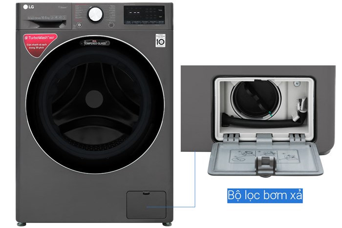 Máy giặt LG Inverter 10.5 kg FV1450S2B Màu Đen