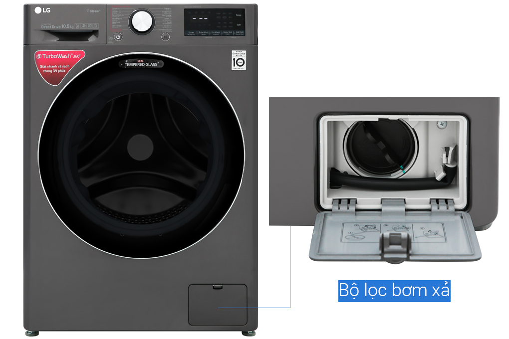 Máy giặt LG Inverter 10.5 kg FV1450S2B Màu Đen