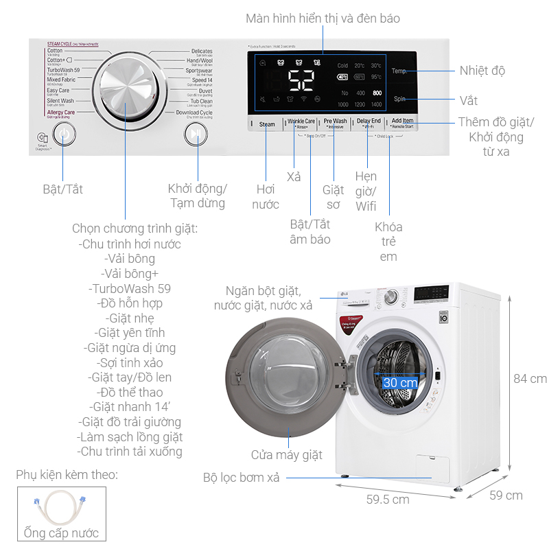 MÃ¡y giáº·t LG Inverter 10.5 kg FV1450S3W