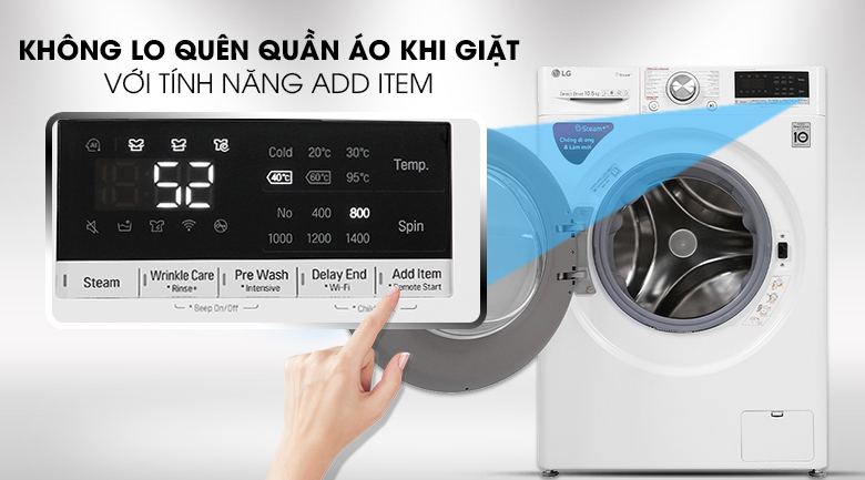 Máy giặt LG Inverter 10.5 kg FV1450S3W - Có thể thêm đồ khi máy đang hoạt động