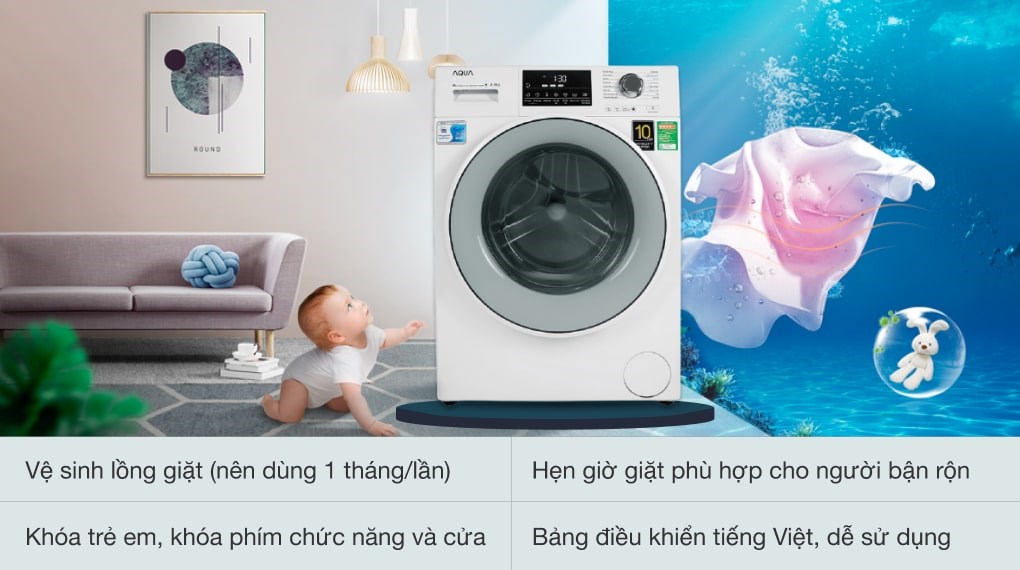 Máy giặt Aqua Inverter 8.5 kg AQD-D850E W