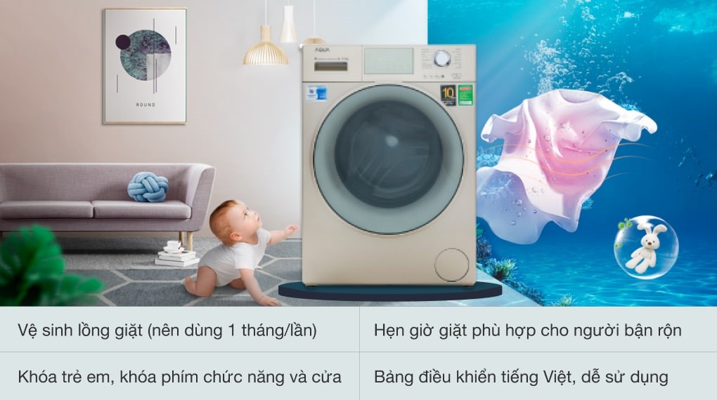 Máy giặt Aqua Inverter 9.5 kg AQD-D950E N