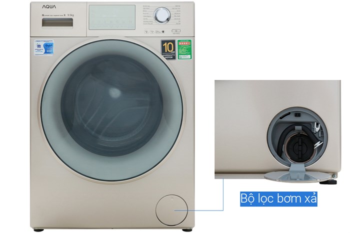 Máy giặt Aqua Inverter 9.5 kg AQD-D950E N Màu Vàng đồng