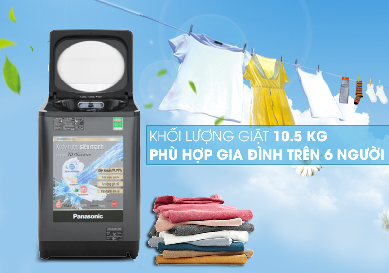 Thiết kế sang trọng, hiện đại - Máy giặt Panasonic Inverter 10.5 Kg NA-FD10VR1BV