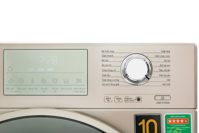 Máy giặt Aqua Inverter 10.5 kg AQD-D1050E N Màu Vàng đồng