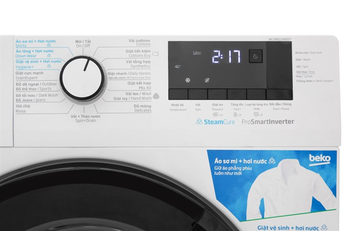 Máy giặt Beko Inverter 9 kg WCV9612XB0ST Màu Trắng