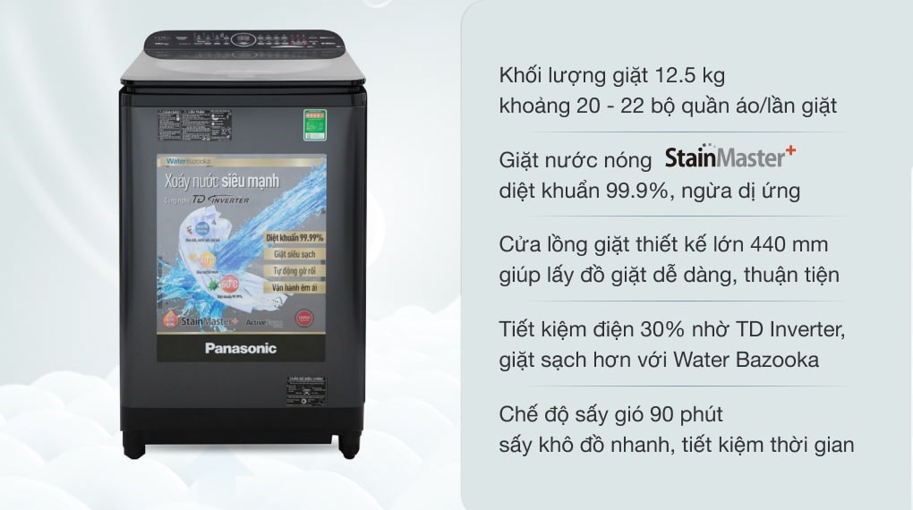 Máy giặt Panasonic Inverter 12.5 Kg NA-FD12VR1BV, giá rẻ, chính hãng