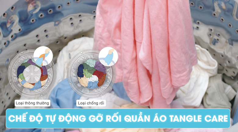 Giảm tình trạng xoắn rối quần áo bởi chức năng Tangle Care - Máy giặt Panasonic NA-FD12VR1BV Giảm tình trạng xoắn rối quần áo bởi chức năng Tangle Care - Máy giặt Panasonic NA-FD12VR1BV