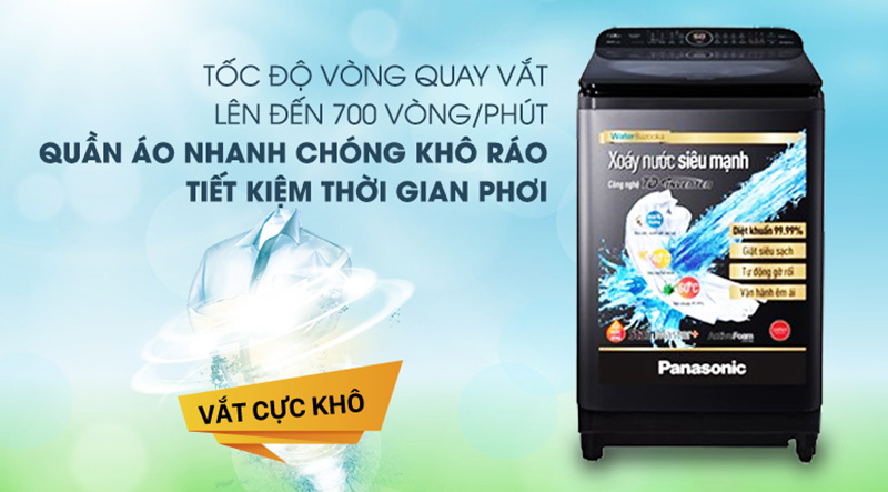 Máy giặt Panasonic Inverter 12.5 Kg NA-FD12VR1BV-Tiết kiệm thời gian phơi đồ với tính năng vắt cực khô Máy giặt Panasonic Inverter 12.5 Kg NA-FD12VR1BV-Tiết kiệm thời gian phơi đồ với tính năng vắt cực khô