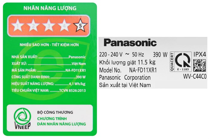 Máy giặt Panasonic Inverter 11.5 Kg NA-FD11XR1LV Màu Xám
