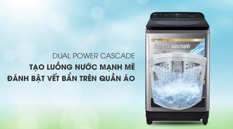 Máy giặt Panasonic Inverter 11.5 Kg NA-FD11XR1LV - Tạo luồng nước mạnh mẽ nhờ Dual Power Cascade  