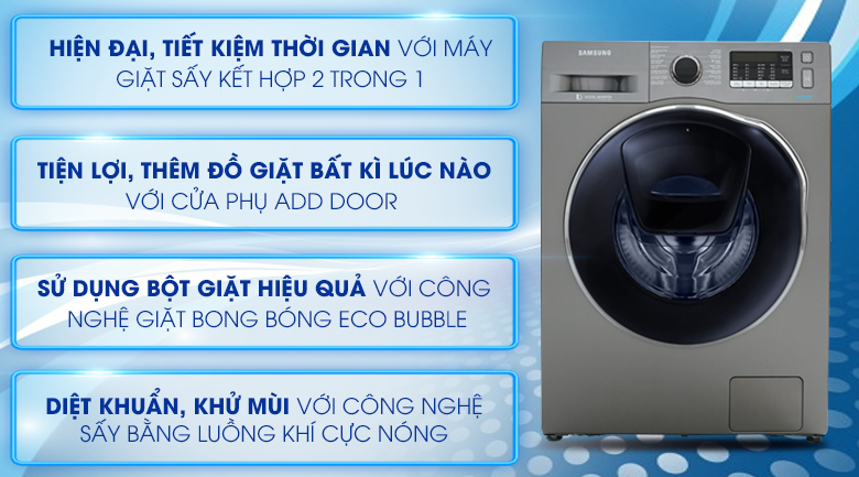 Máy giặt sấy Samsung AddWash Inverter giặt 9.5 kg - sấy 6 kg WD95K5410OX/SV