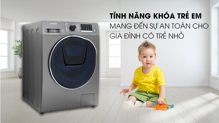 Máy giặt sấy Samsung AddWash Inverter 9.5 kg WD95K5410OX/SV-An toàn cùng chức năng khóa trẻ em