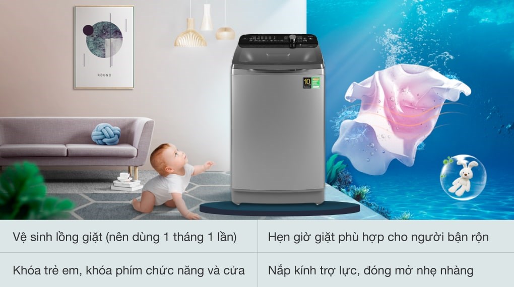 Máy giặt Aqua Inverter 12 Kg AQW-DR120CT S