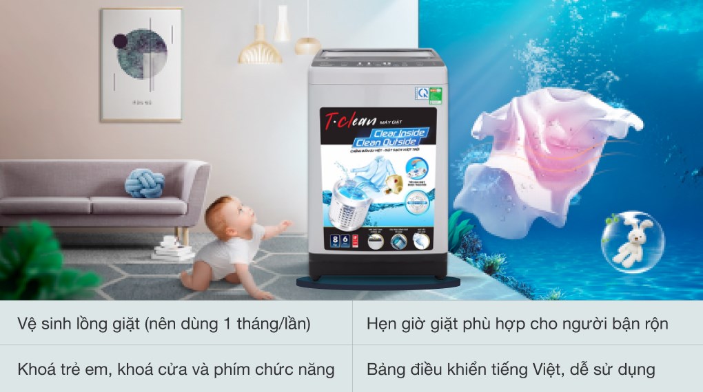 Máy giặt TCL 8 Kg TWA80-B302GM