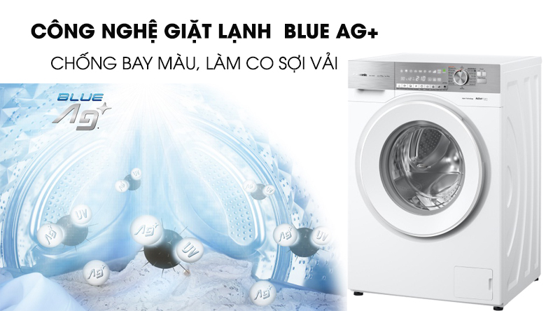 Máy giặt Panasonic Inverter 10 Kg NA-S106G1WV2-Chống bay màu, làm co sợi vải nhờ công nghệ giặt nước lạnh Blue Ag+