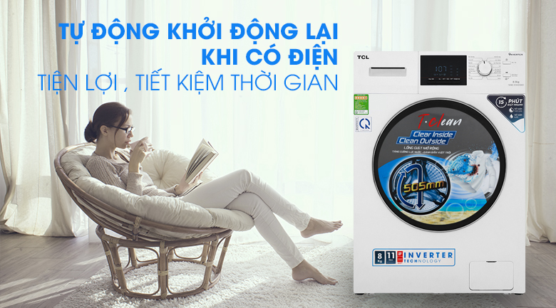 Máy giặt TCL Inverter 8 Kg TWF80-M14303DA03