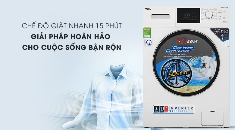 Máy giặt TCL Inverter 8 Kg TWF80-M14303DA03