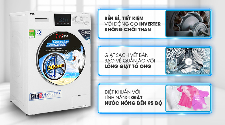Máy giặt TCL Inverter 9 Kg TWF90-M14303DA03