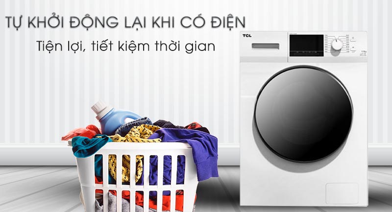 Máy giặt TCL Inverter 9 Kg TWF90-M14303DA03-Tiện lợi với tính năng tự khởi động lại khi có điện