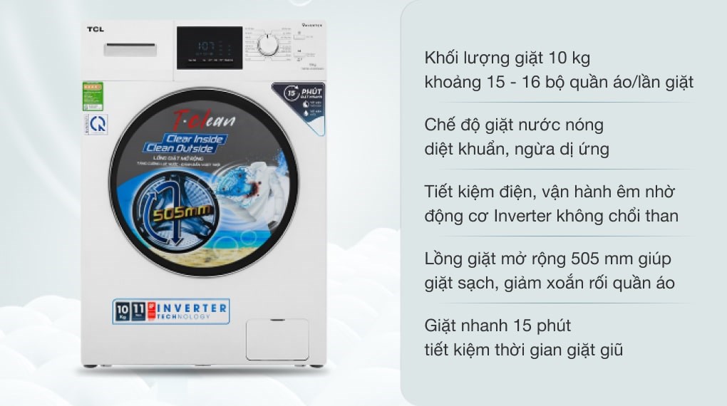 Máy giặt TCL Inverter 10 Kg TWF100-M14303DA03