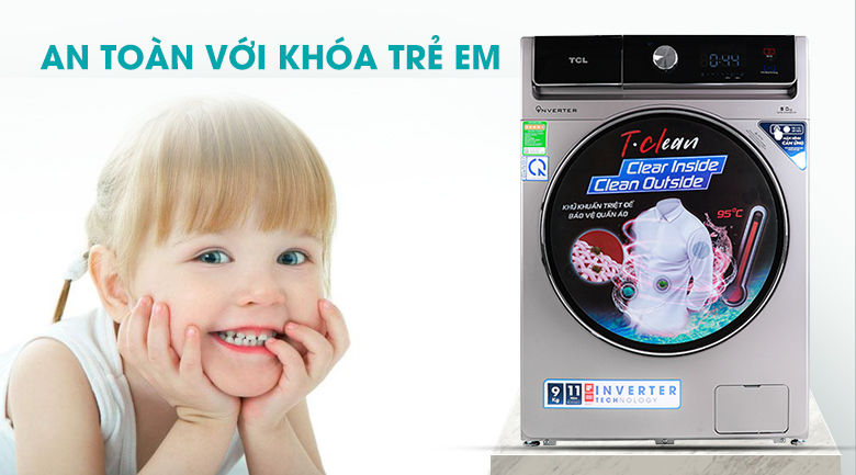 Máy giặt TCL Inverter 9 Kg TWF90-K14508DC04