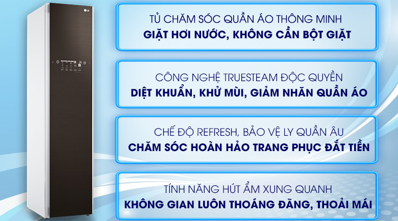 Tủ chăm sóc quần áo thông minh LG 3 móc Styler màu nâu S3RF