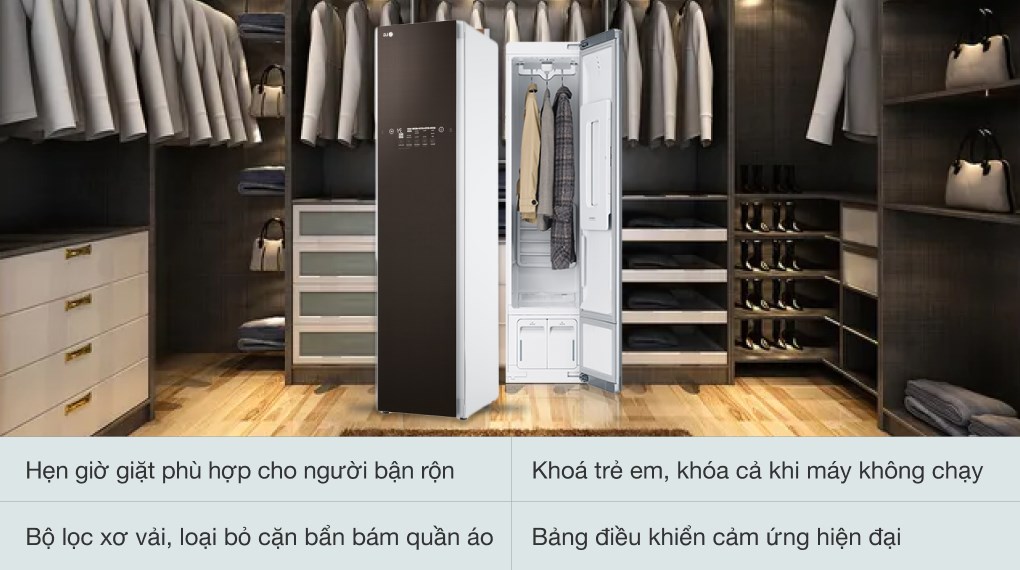 Tủ chăm sóc quần áo thông minh LG 3 móc Styler màu nâu S3RF