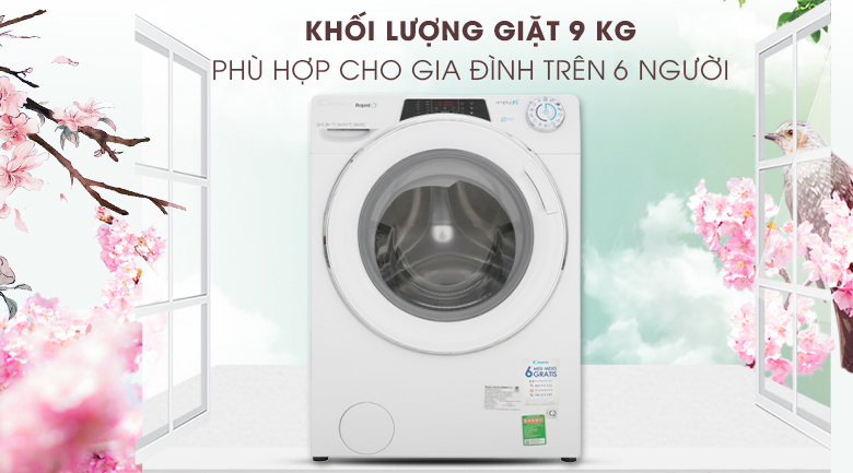 Máy giặt Candy Inverter 9 kg RO 1496DWHC7/1-S