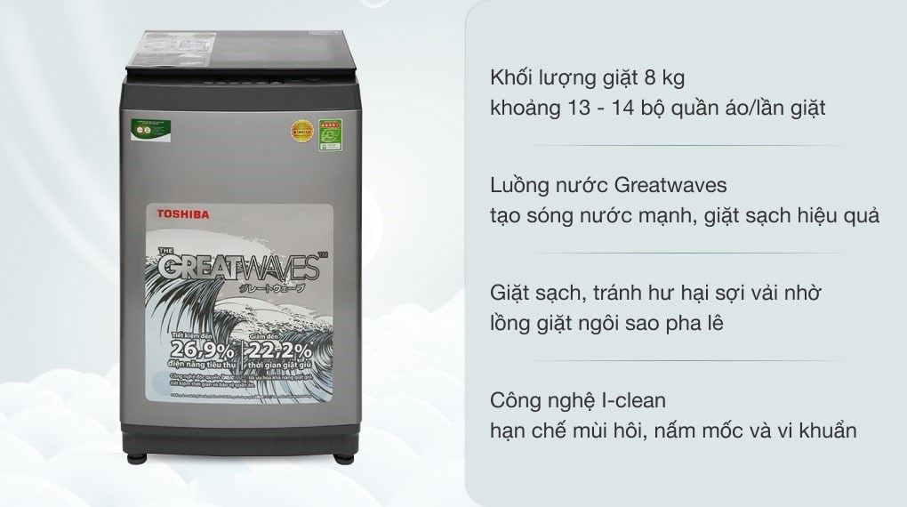 Máy giặt Toshiba 8 kg AW-K905DV(SG)