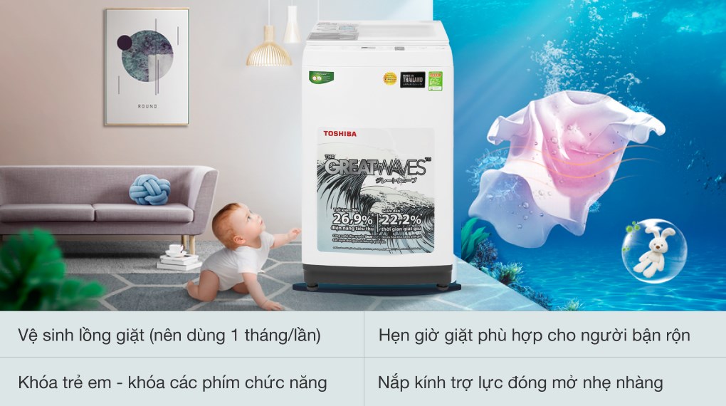 Máy giặt Toshiba 9 kg AW-K1000FV(WW)