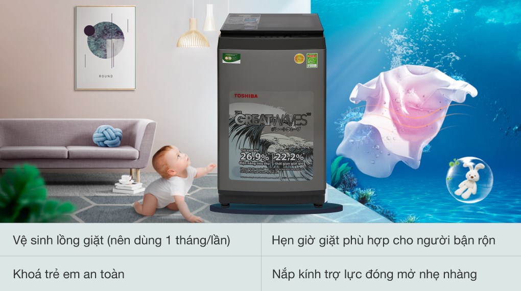 Máy giặt Toshiba 9 kg AW-K1005FV(SG)