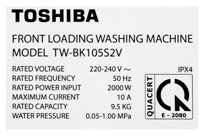 Máy giặt Toshiba Inverter 9.5 Kg TW-BK105S2V(WS) Màu Trắng