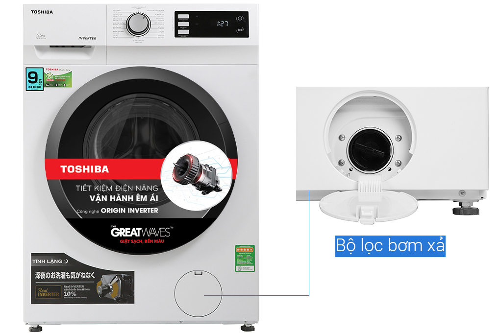 Máy giặt Toshiba Inverter 9.5 Kg TW-BK105S2V(WS) Màu Trắng