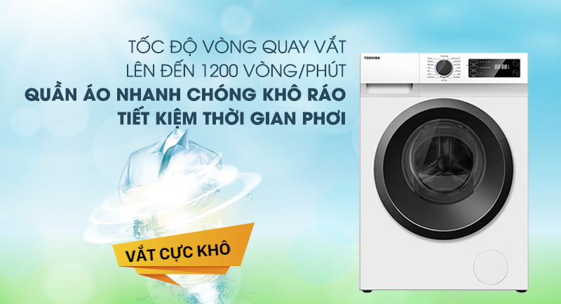 Máy giặt Toshiba Inverter 9.5 Kg TW-BK105S2V(WS)-Rút ngắn thời gian phơi khô quần áo nhờ chức năng vắt cực khô