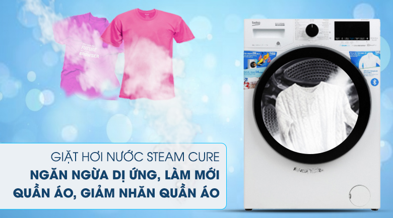 Giặt hơi nước-Máy giặt Beko Inverter 10 kg WCV10749XMST