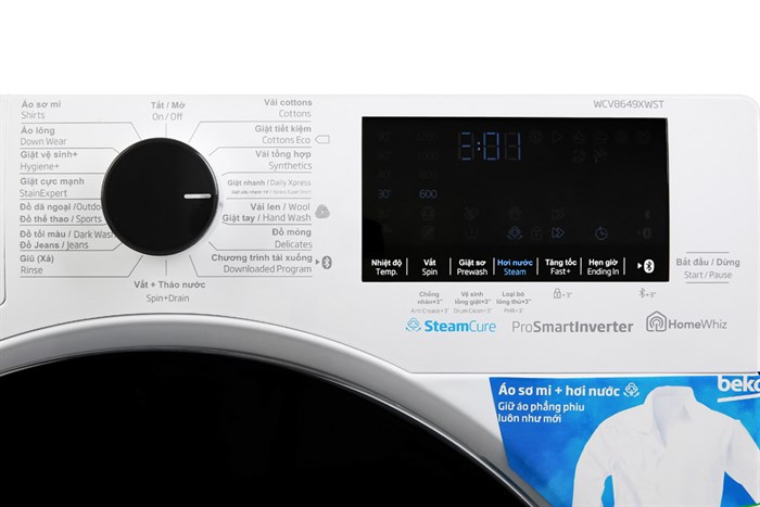 Máy giặt Beko Inverter 8 kg WCV8649XWST Màu Trắng