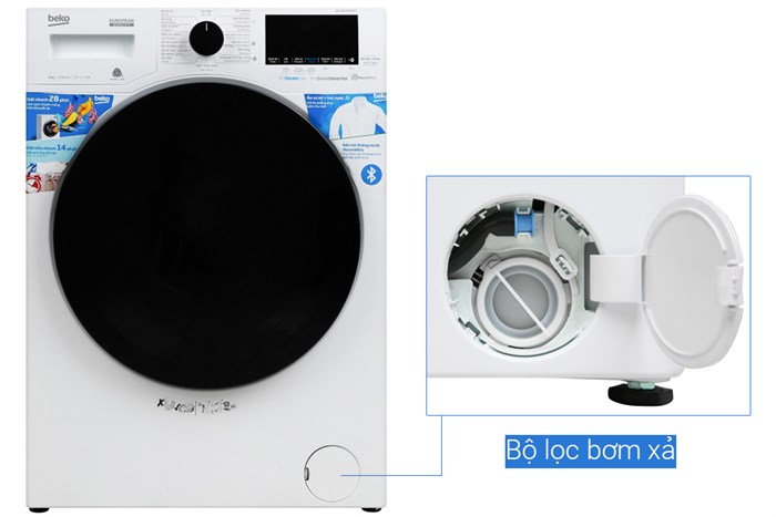 Máy giặt Beko Inverter 8 kg WCV8649XWST Màu Trắng