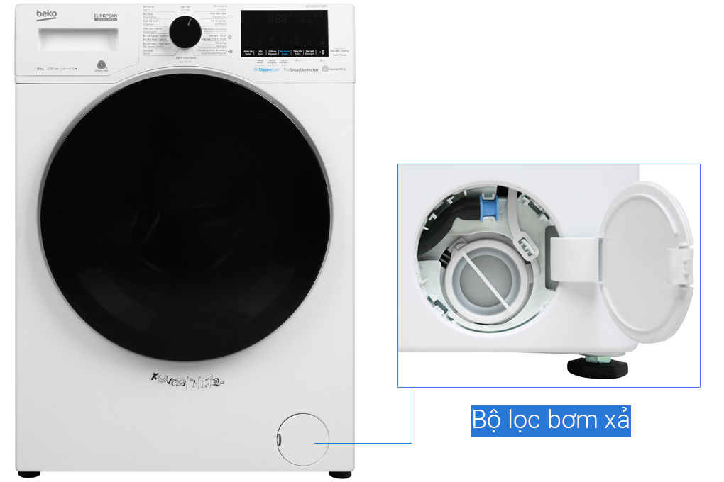 Máy giặt Beko Inverter 8 kg WCV10649XWST Màu Trắng
