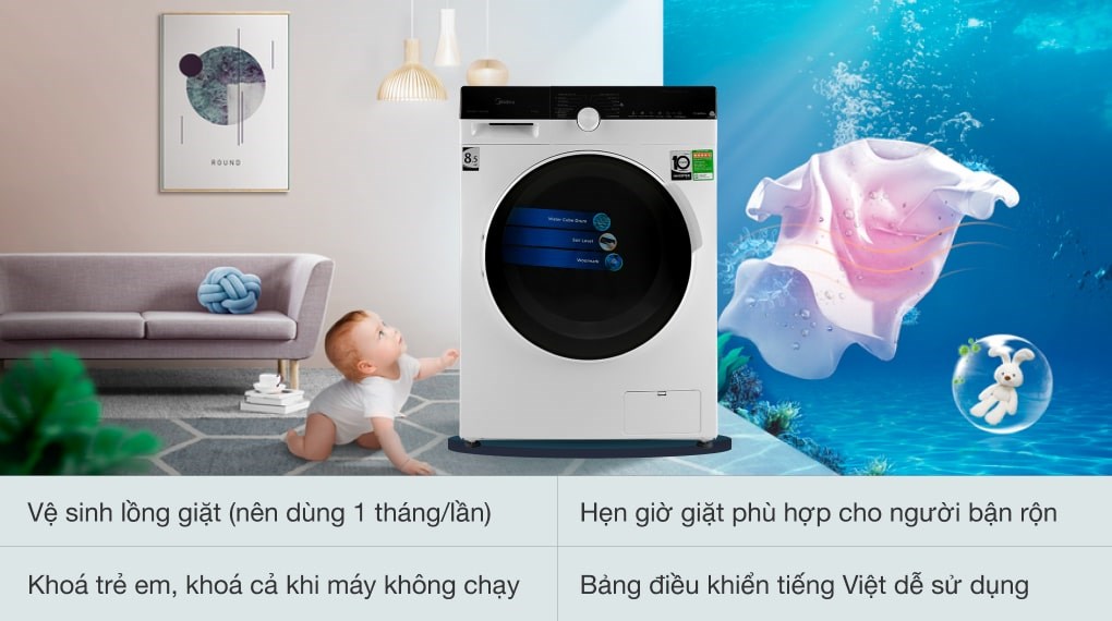 Máy giặt Midea Inverter 8.5 Kg MFK85-1401WK