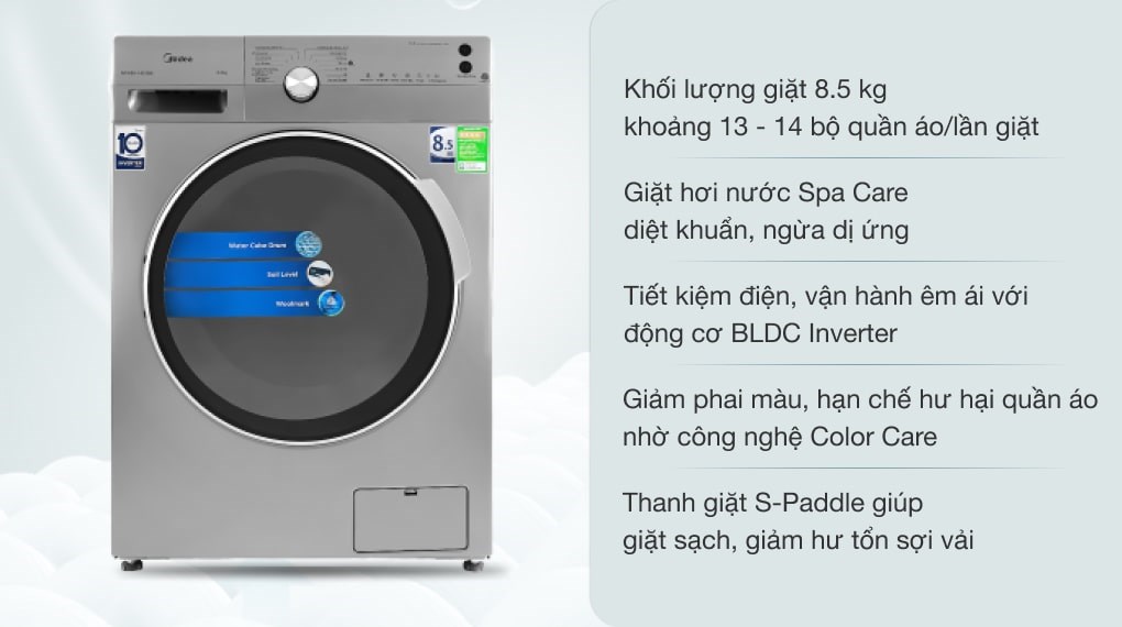 Máy giặt Midea Inverter 8.5 Kg MFK85-1401SK