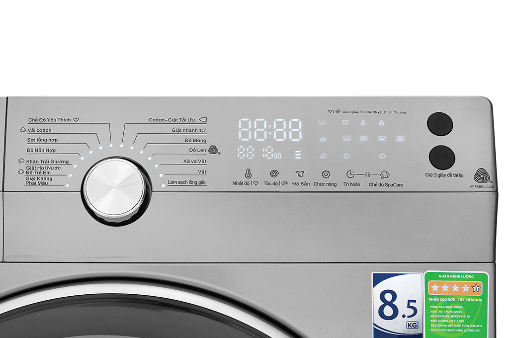 Máy giặt Midea Inverter 8.5 Kg MFK85-1401SK Màu Xám