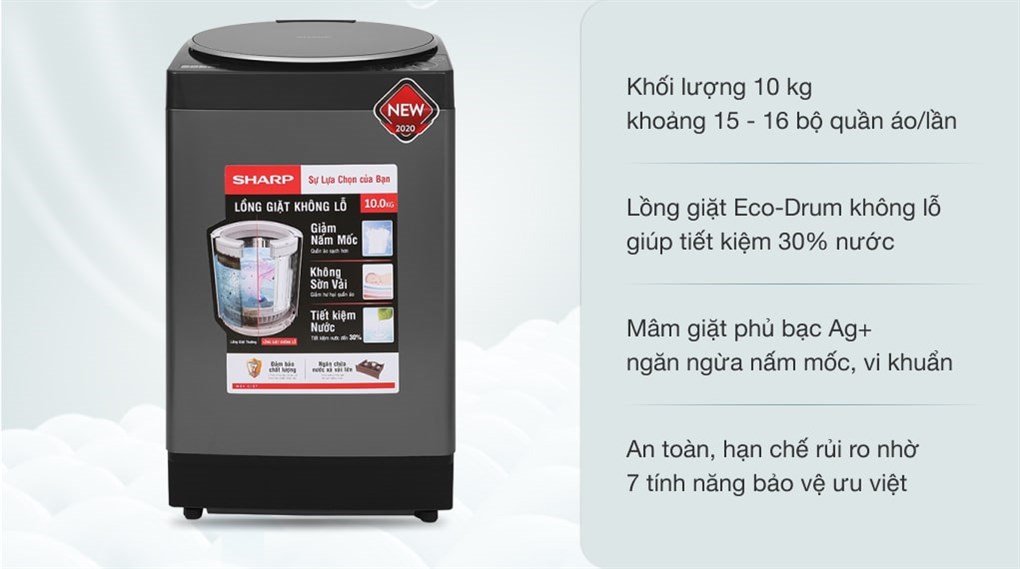 Máy giặt Sharp 10 kg ES-W100PV-H