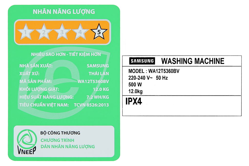 Máy giặt Samsung Inverter 12 kg WA12T5360BV/SV Màu Đen