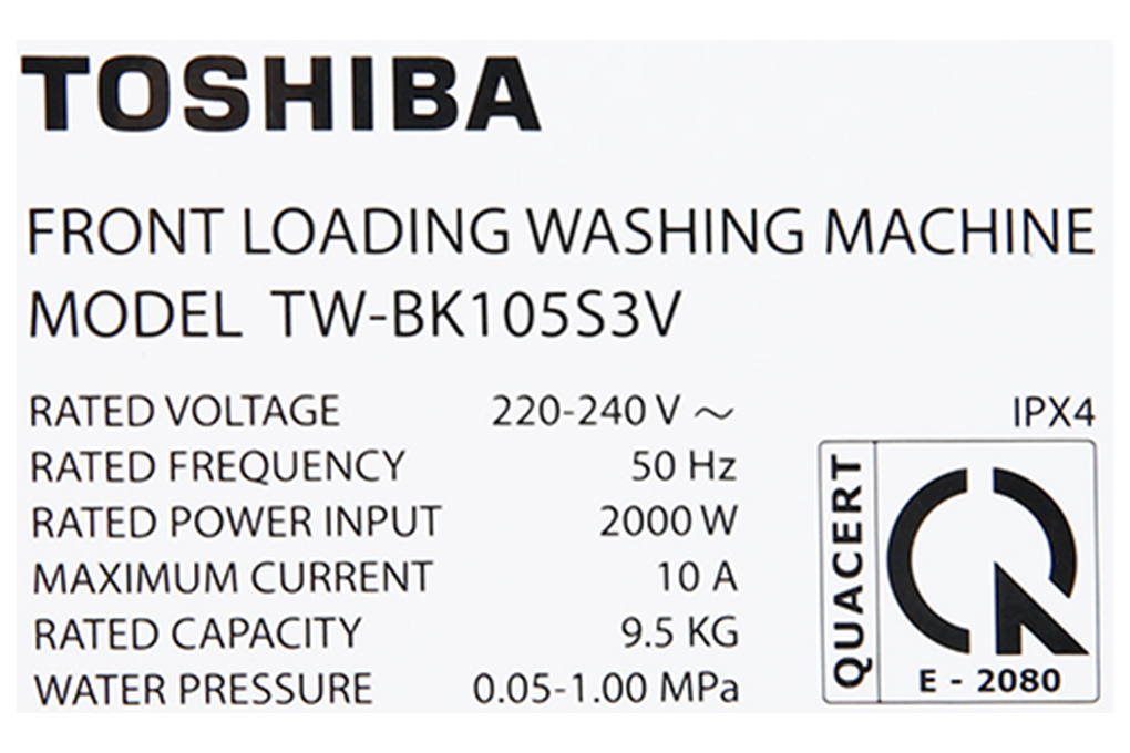 Máy giặt Toshiba Inverter 9.5 Kg TW-BK105S3V(SK) Màu Xám