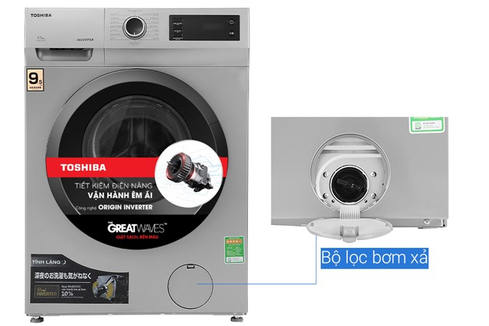 Máy giặt Toshiba Inverter 9.5 Kg TW-BK105S3V(SK) Màu Xám