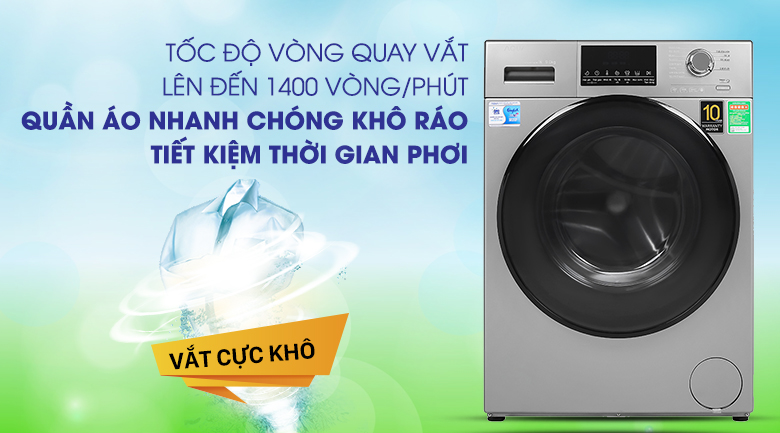 Vắt cực khô-Máy giặt Aqua Inverter 9 kg AQD-D900F S