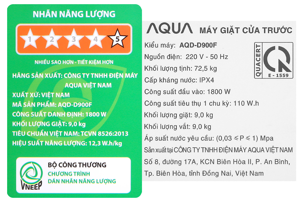 Siêu thị máy giặt Aqua Inverter 9 kg AQD-D900F S