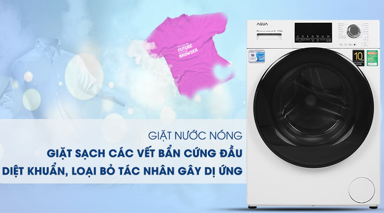 Máy giặt Aqua Inverter 9 kg AQD-D900F W - Giặt nước nóng